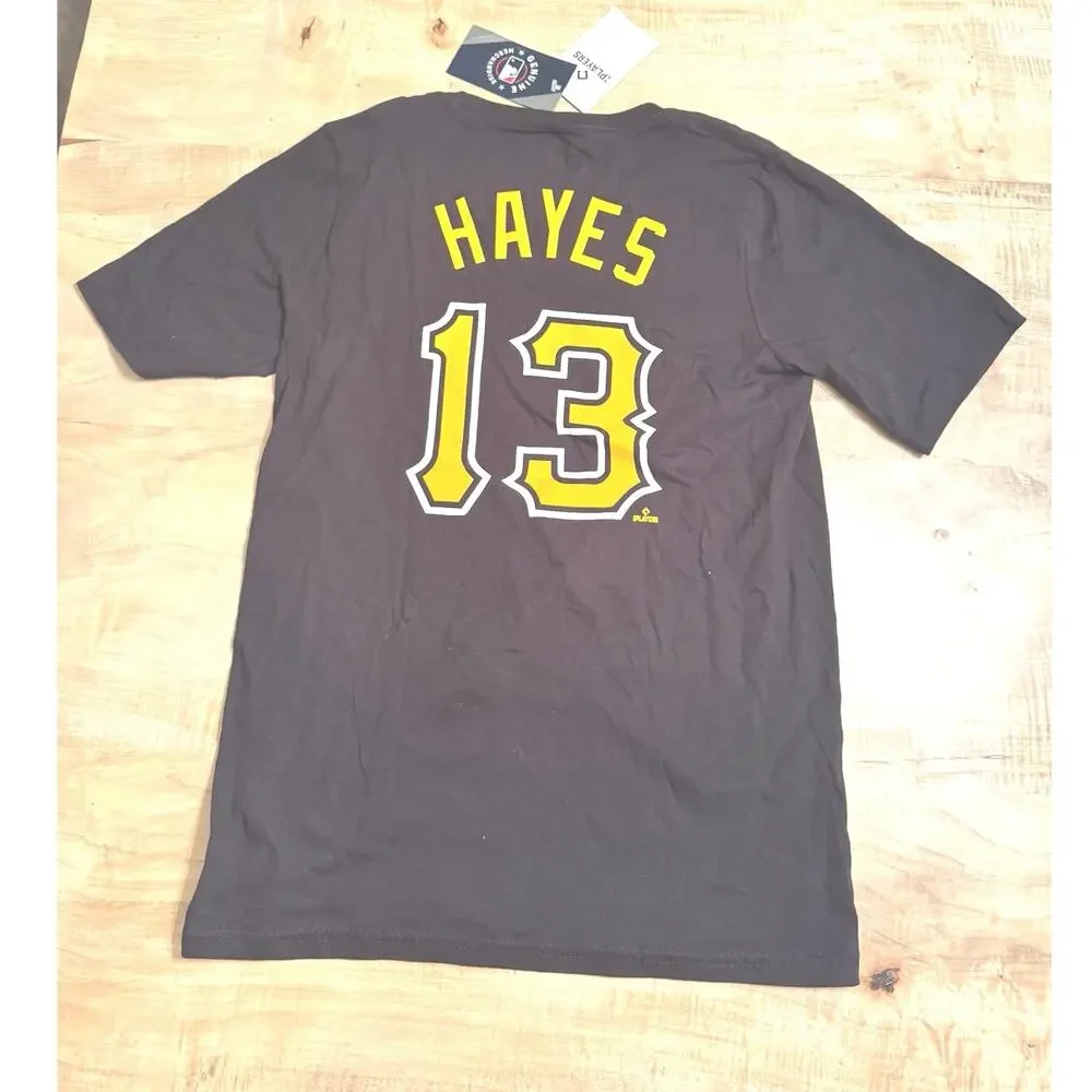 Nike Pittsburgh Pirates Ke'Bryan Hayes #13 Black T-Shirt Size L (14/16)